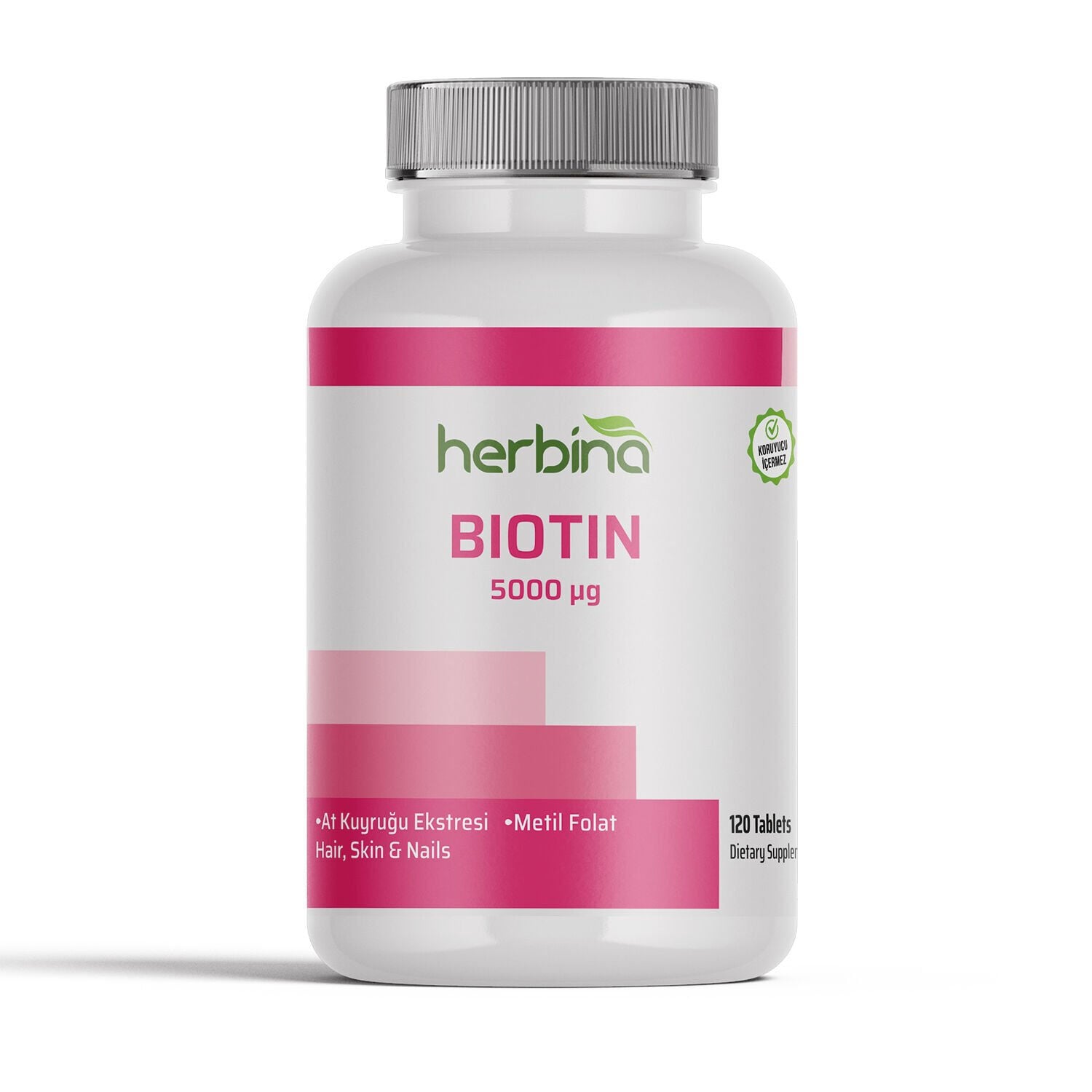 Herbina Biotin 5000 mcg tablet ürün şişesi