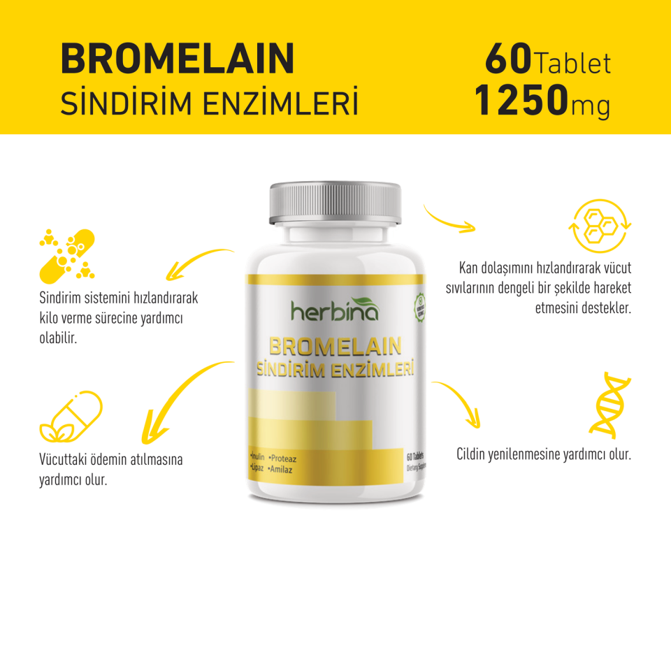 Herbina Bromelain ürün bilgi paneli