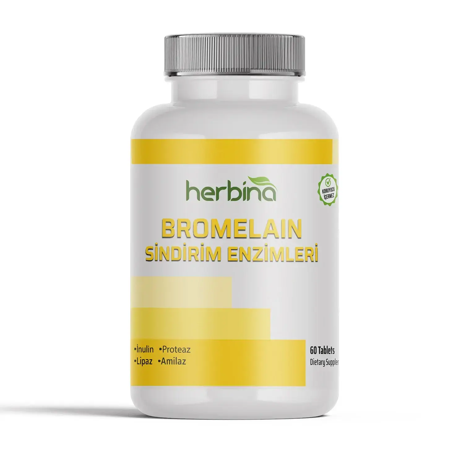 Herbina Bromelain sindirim enzimleri ürün şişesi