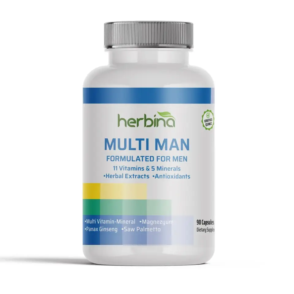 Herbina Multi Man erkek multivitamin mineral ürün şişesi