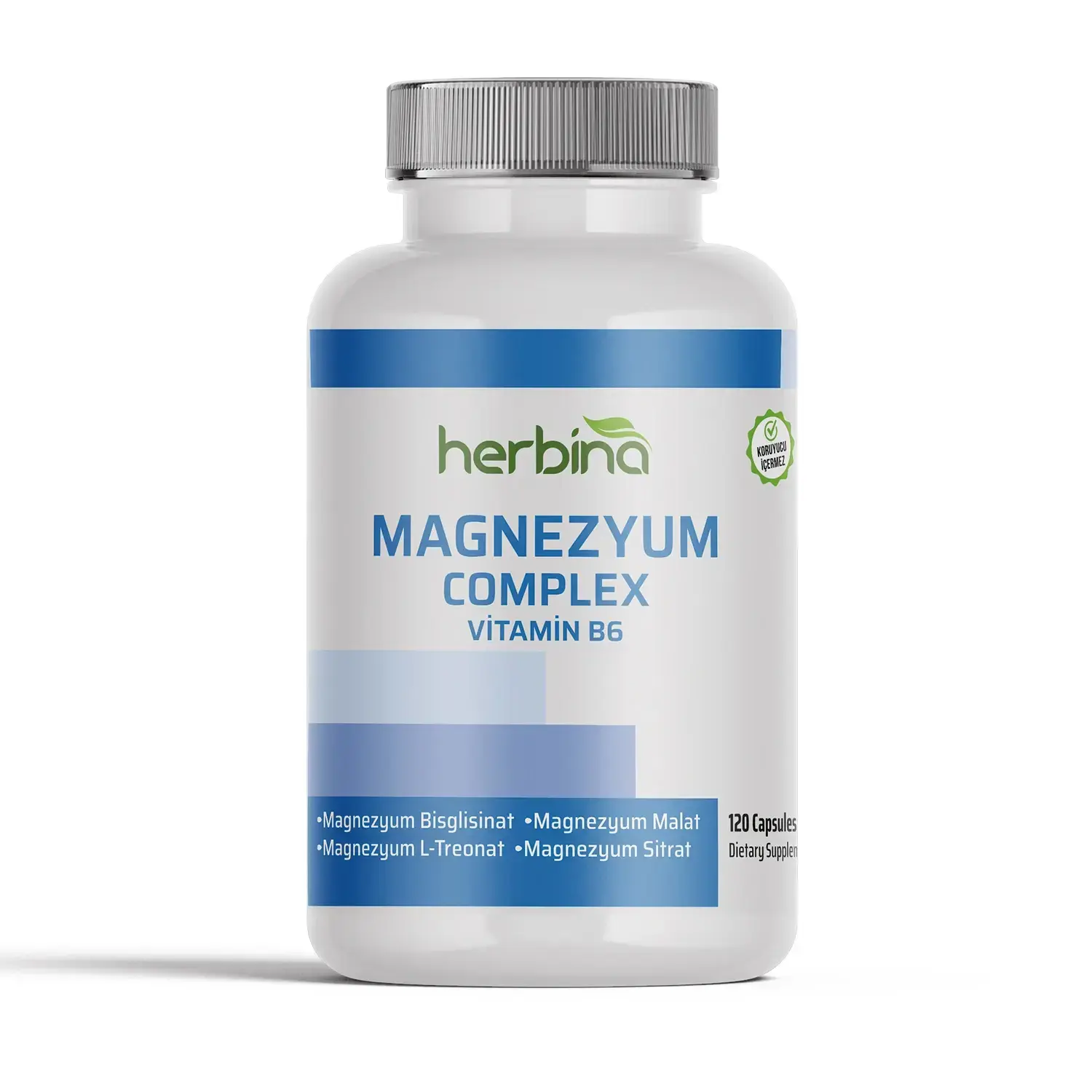 Herbina Magnezyum Kompleks 120 kapsül ürün şişesi