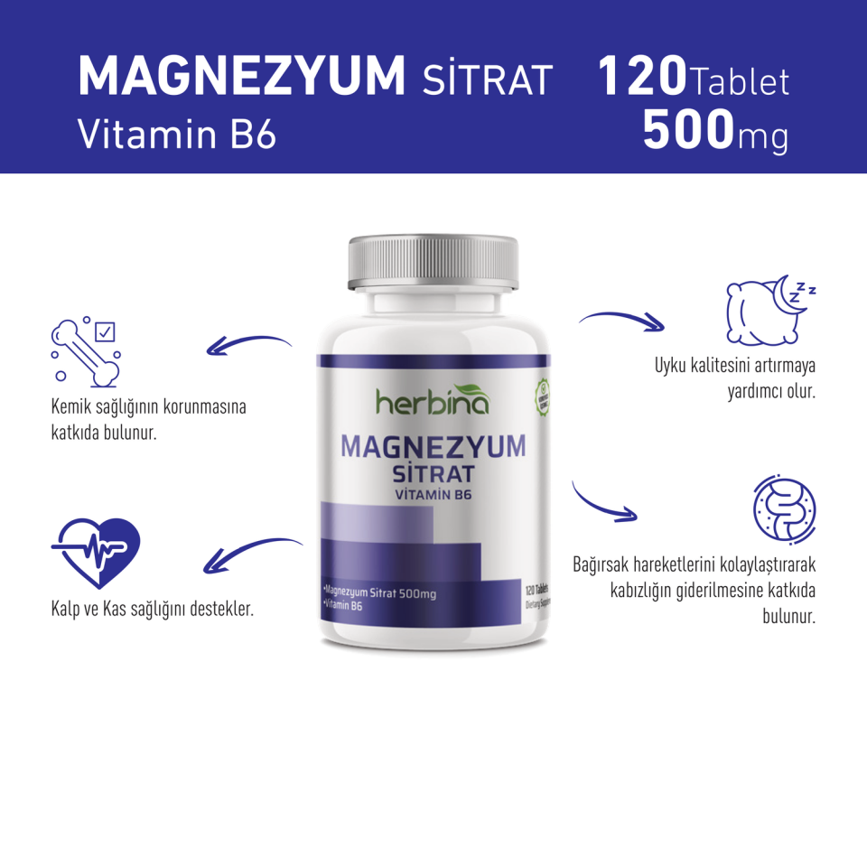 Herbina Magnezyum Sitrat ürün bilgi paneli