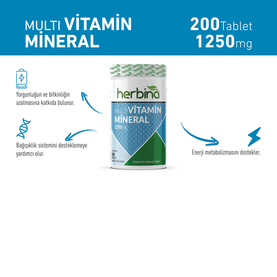 Herbina Multi Vitamin Mineral ürün bilgi paneli