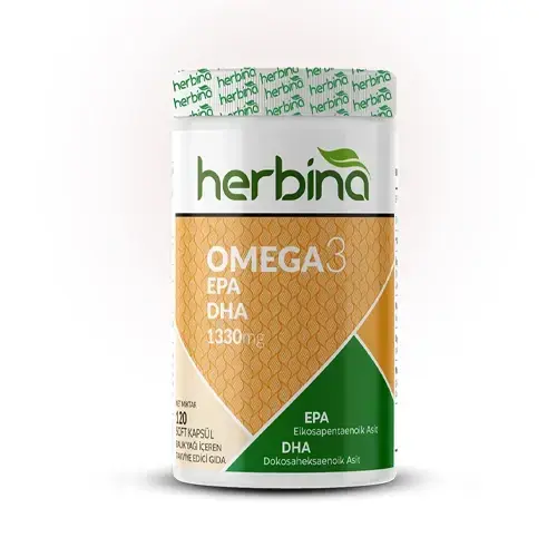 Herbina Omega 3 balık yağı ürün ambalajı