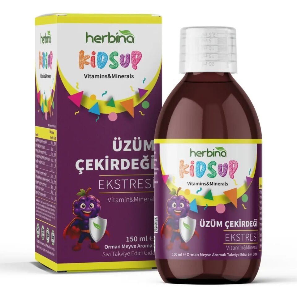 Herbina KidSup Çocuk Multivitamin kutusu ve şişesi