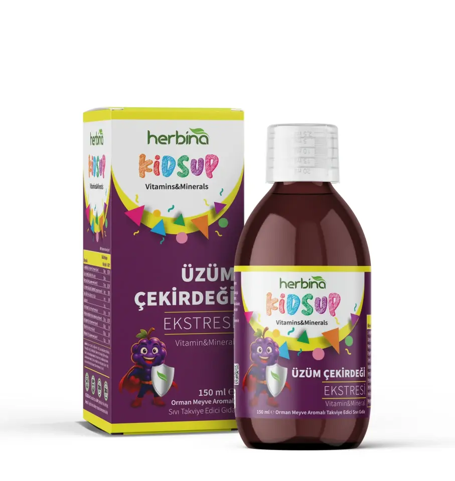 Herbina KidSoup Çocuk Multivitamin şişesi ve kutusu