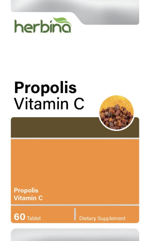 Herbina Propolis C Vitamin İngilizce ambalaj etiketi