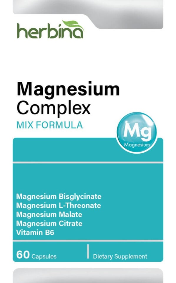 Herbina Magnesium Complex İngilizce ambalaj etiketi
