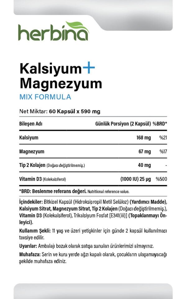 Kalsiyum Magnezyum - Tip 2 Kolajen - Vitamin D3