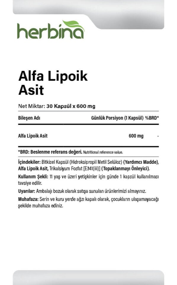 Alfa Lipoik Asit 600 mg içerik ve kullanım bilgileri