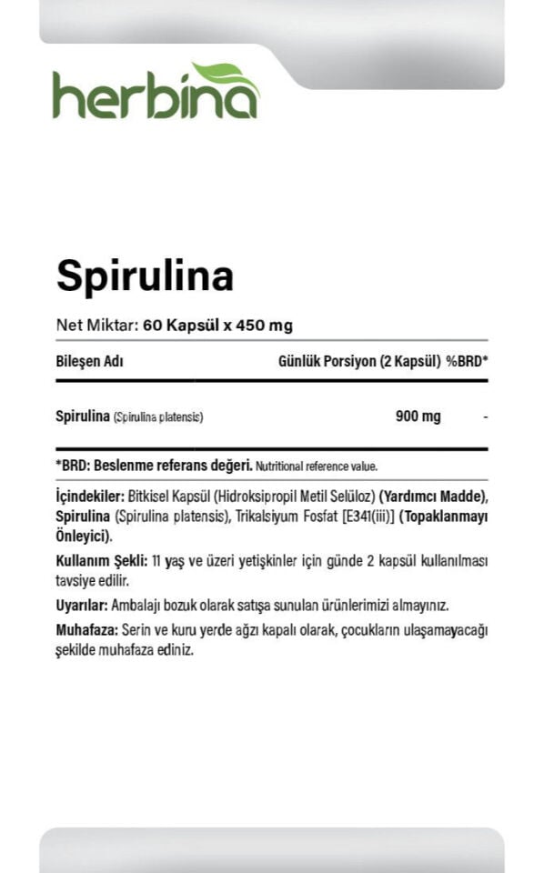 Spirulina içerik porsiyon ve kullanım bilgileri