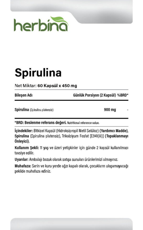 Spirulina içerik porsiyon ve kullanım bilgileri