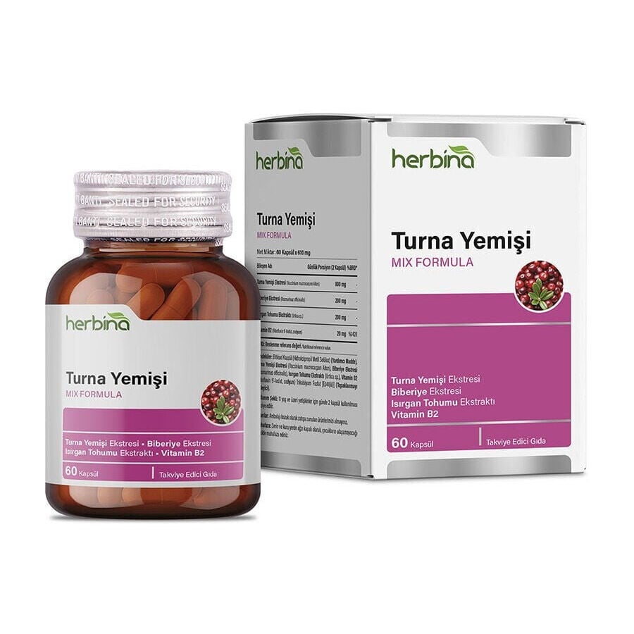 Herbina Turna Yemişi Ekstresi 60 kapsül şişe ve kutu