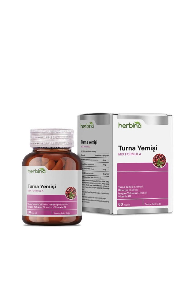 Herbina Turna Yemişi Ekstresi 60 kapsül şişe ve kutu