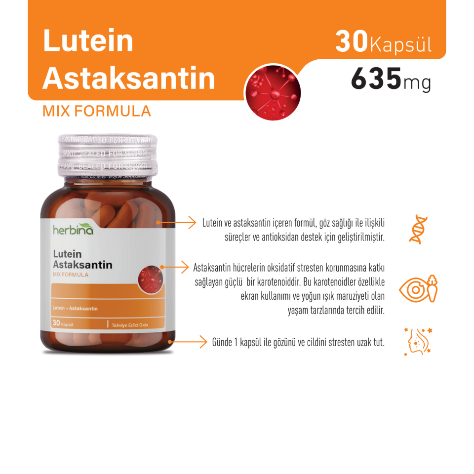 Herbina Lutein Astaksantin ürün bilgi paneli