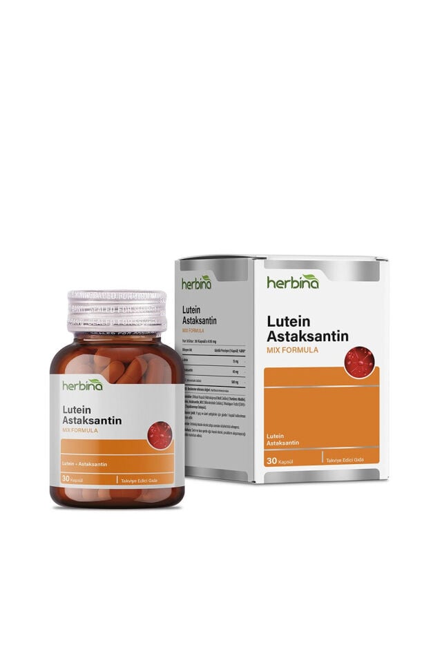 Herbina Lutein Astaksantin 30 kapsül şişe ve kutu