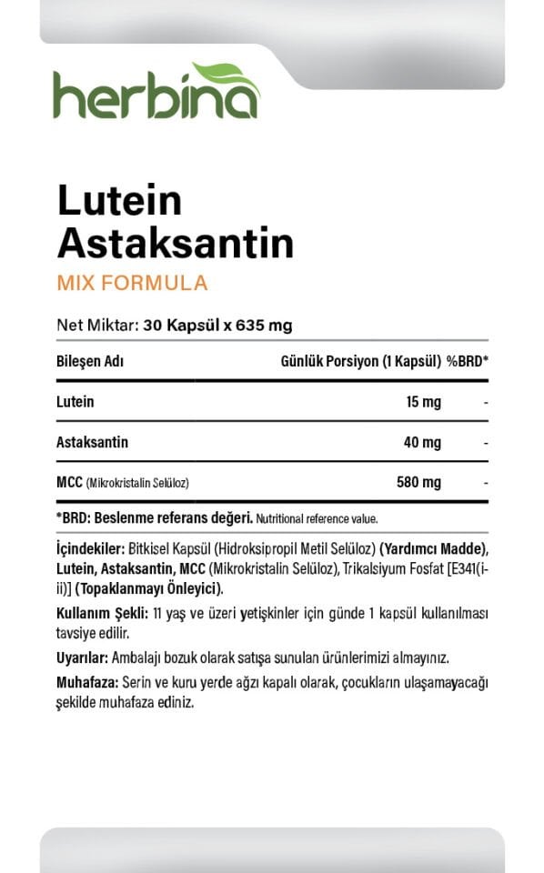 Lutein Astaxanthin 30 Kapsül