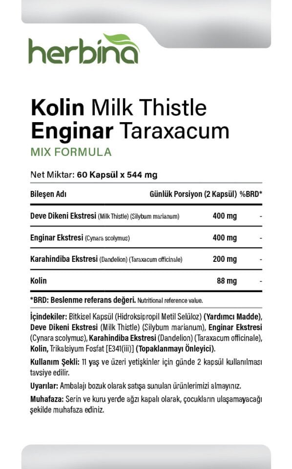 Kolin Milk Thistle Enginar Taraxacum