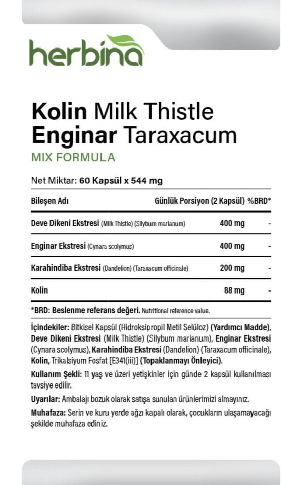Kolin, deve dikeni, enginar ve karahindiba içerik ve kullanım bilgileri