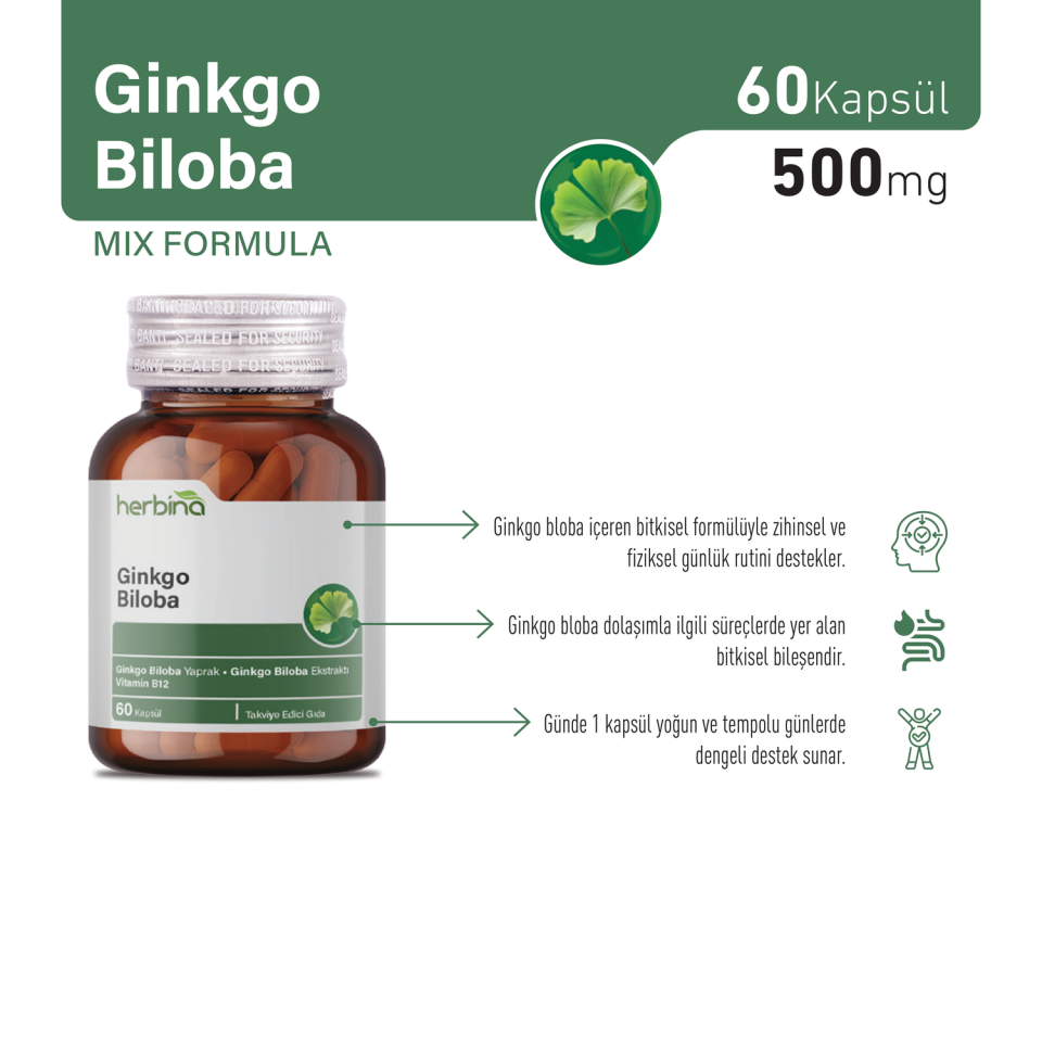 Herbina Ginkgo Biloba ürün bilgi paneli