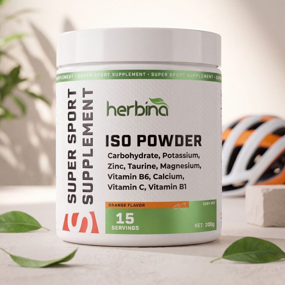 Herbina ISO Powder portakal aromalı izotonik içecek tozu kavanozu
