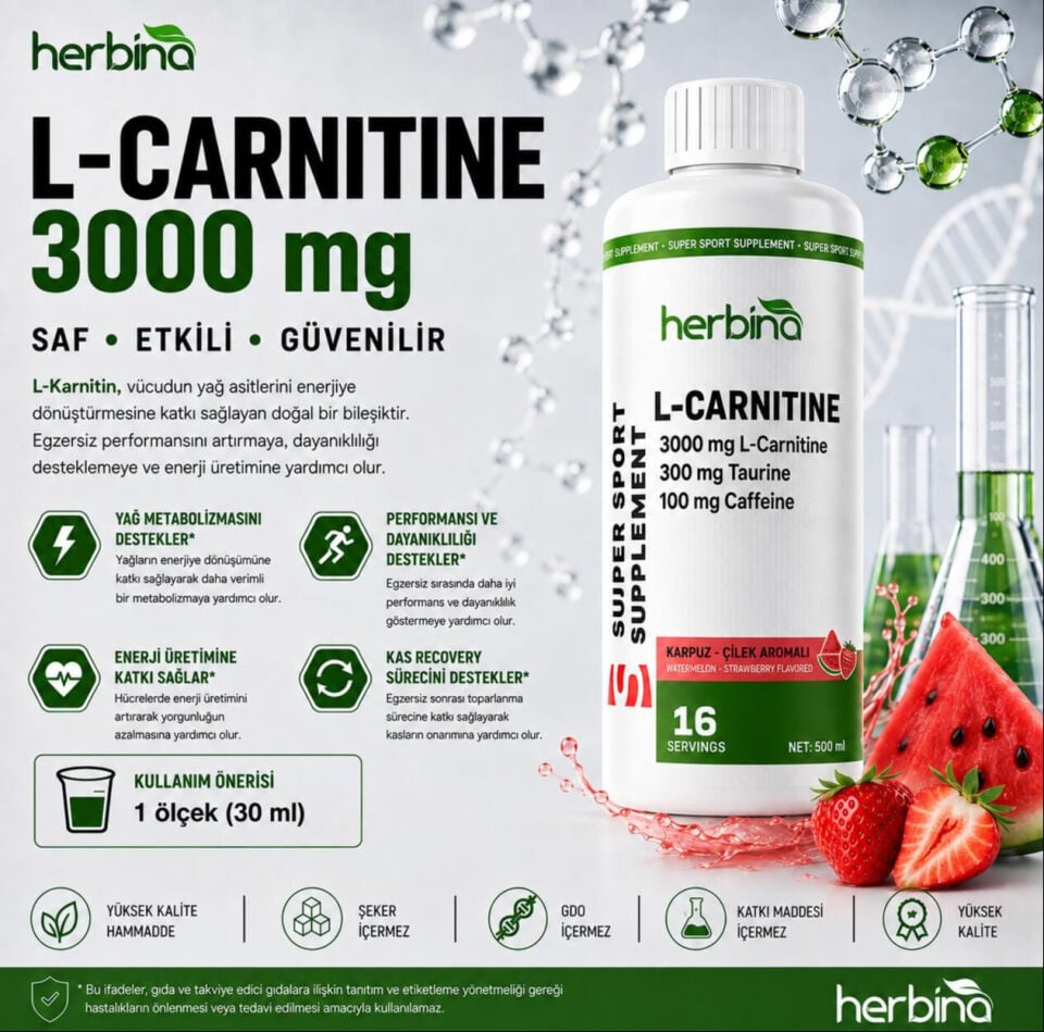 Herbina L-Carnitine ürün içerik ve kullanım tanıtım görseli