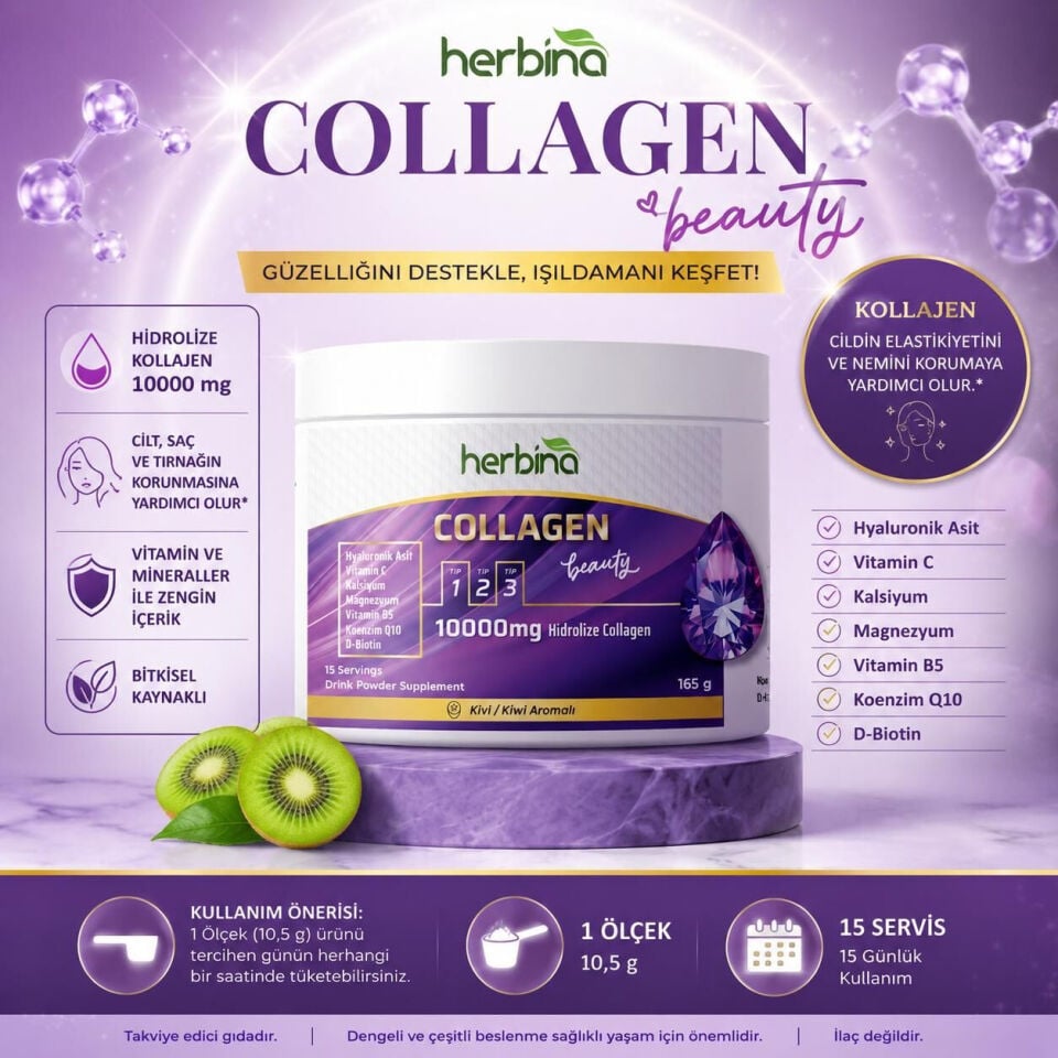 Herbina Kolajen Tip 1 2 3 ürün içerik ve kullanım tanıtım görseli