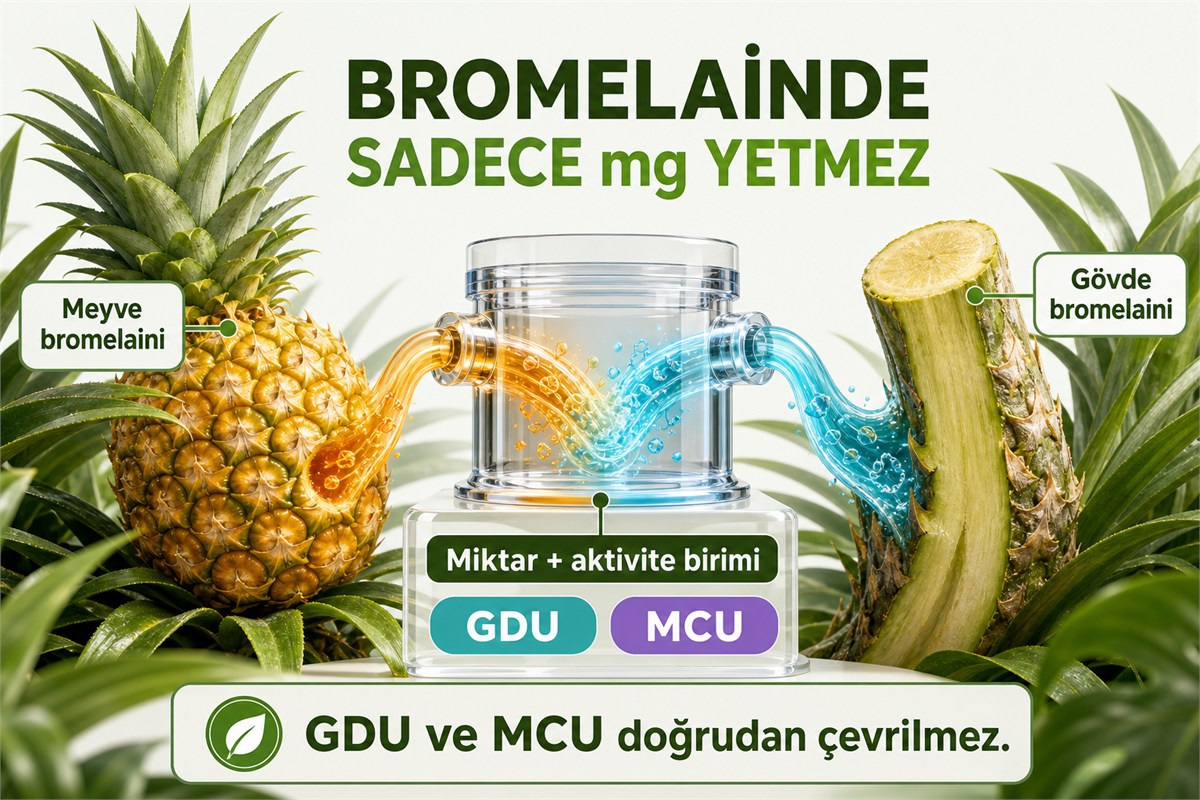 Ananasın gövde ve meyve bromelaini ile miktar ve GDU MCU aktivite birimlerinin karşılaştırılması