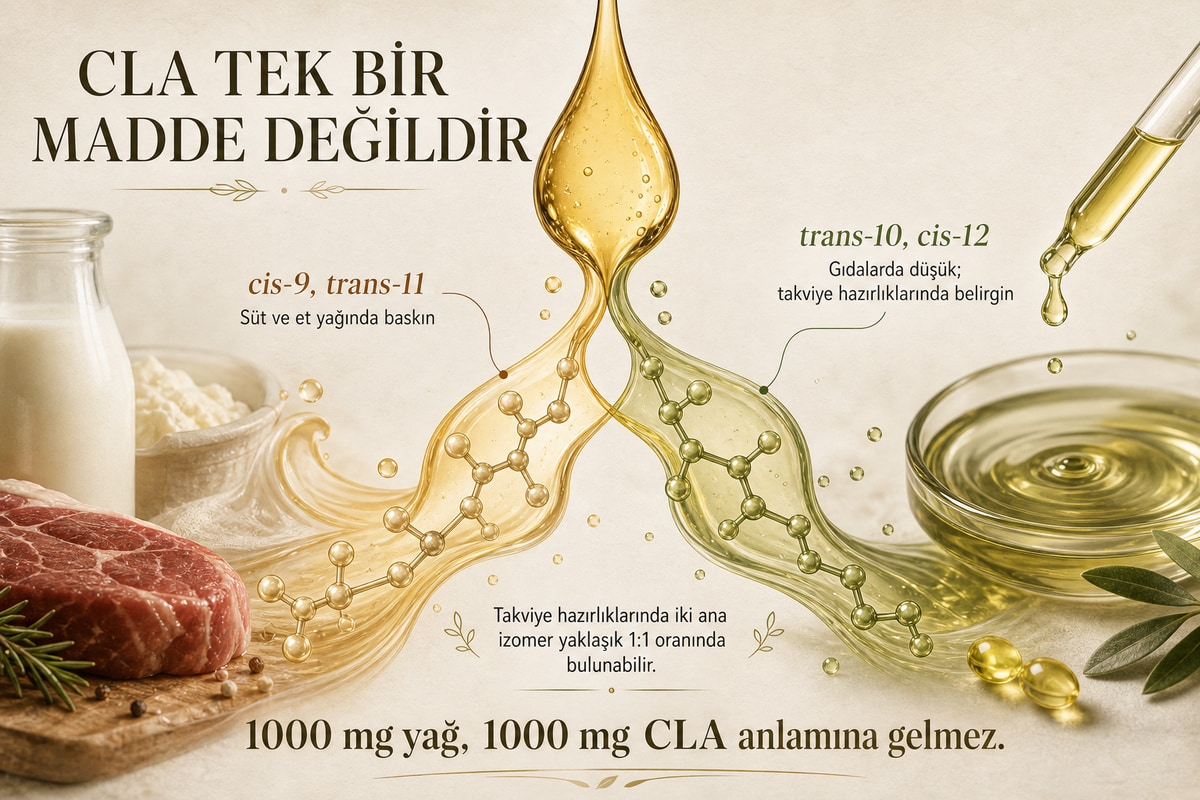 CLA'nın cis-9 trans-11 ve trans-10 cis-12 izomerlerinin kaynaklara göre dağılımı