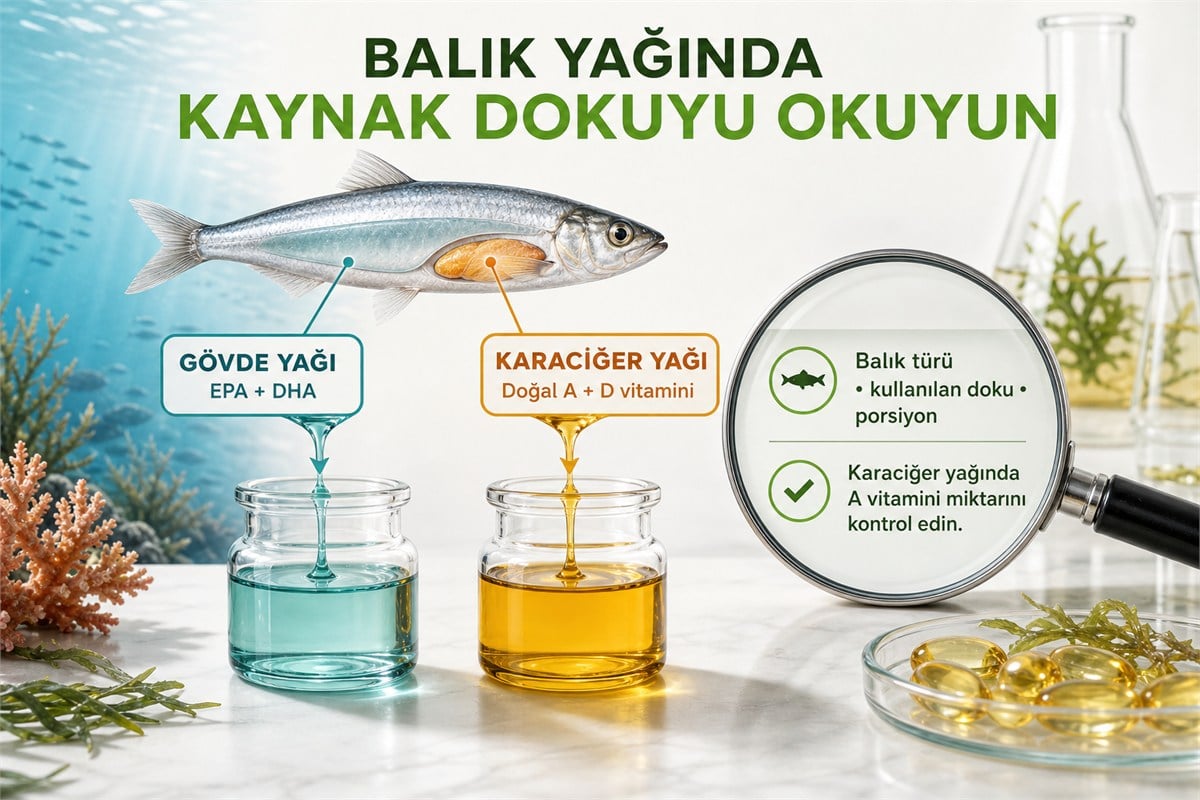 Balık gövde yağı ile karaciğer yağının kaynak doku EPA DHA ve A D vitamini açısından ayrımı