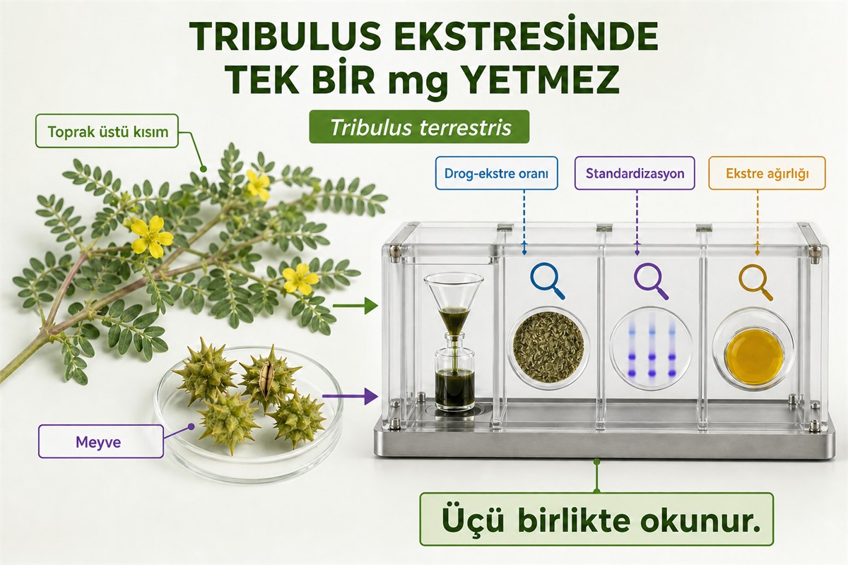 Tribulus terrestris toprak üstü kısmı ve meyvesi ile drog ekstre oranı standardizasyon ve ekstre ağırlığı